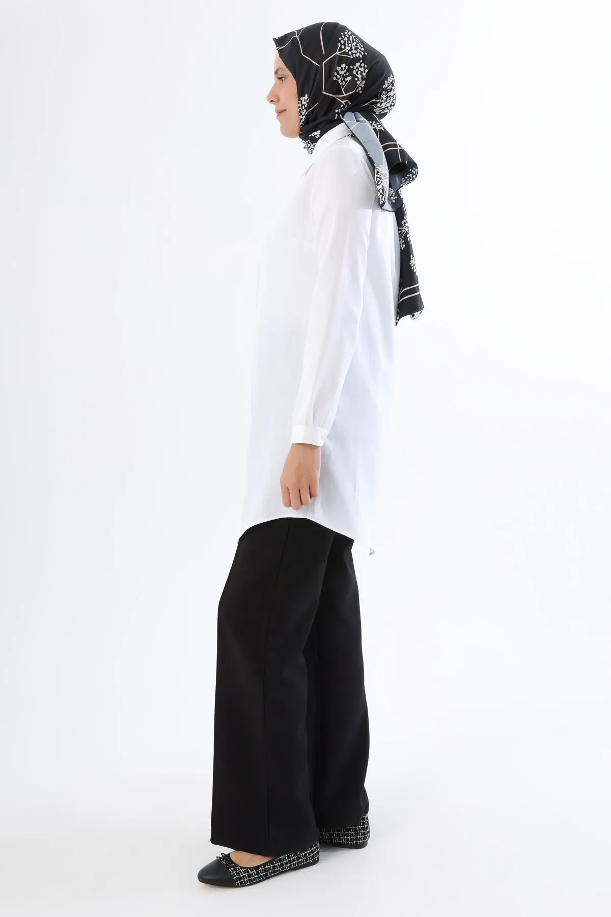 TLD Women Allday White Hidden Snap Shirt Tunic - Marcianise