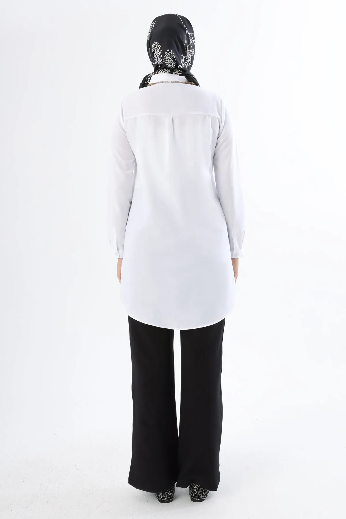 TLD Women Allday White Hidden Snap Shirt Tunic - Marcianise