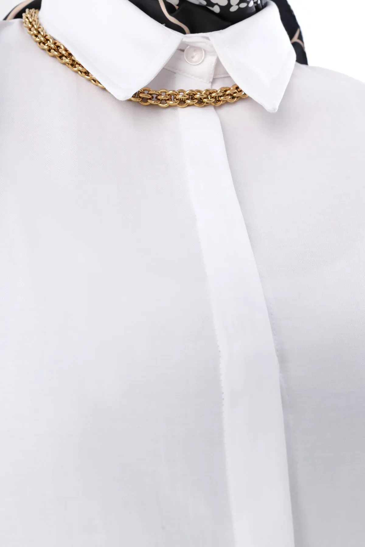 TLD Women Allday White Hidden Snap Shirt Tunic - Marcianise