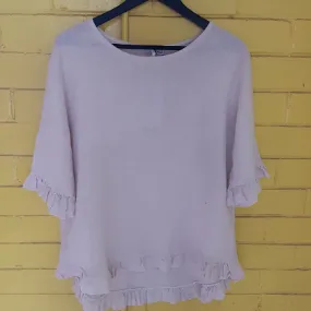 TUNIC RELAXED FIT PALE PINK FRILL HEM SLEEVE