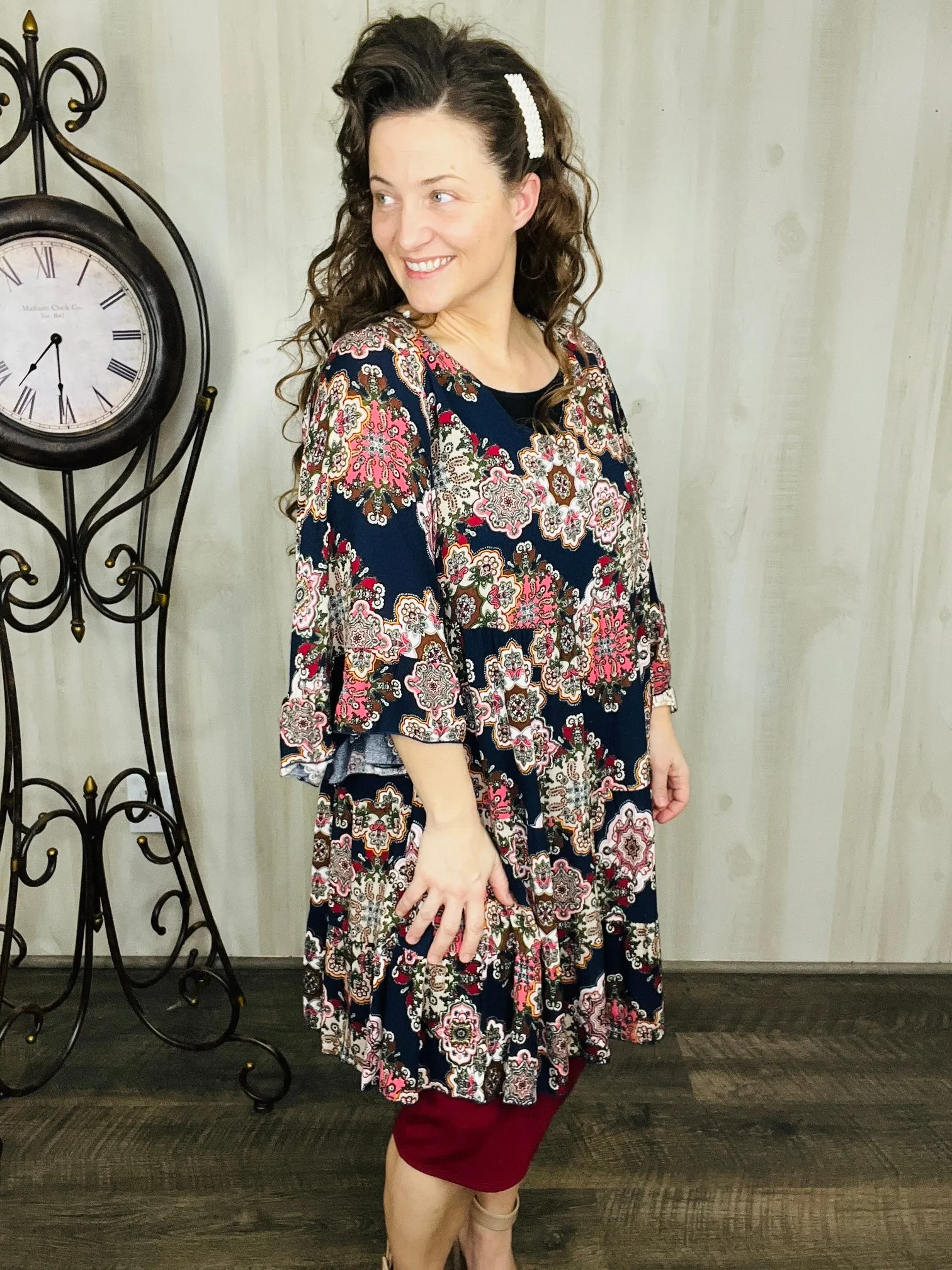 Vintage Ruffle Tunic/Dress-Navy