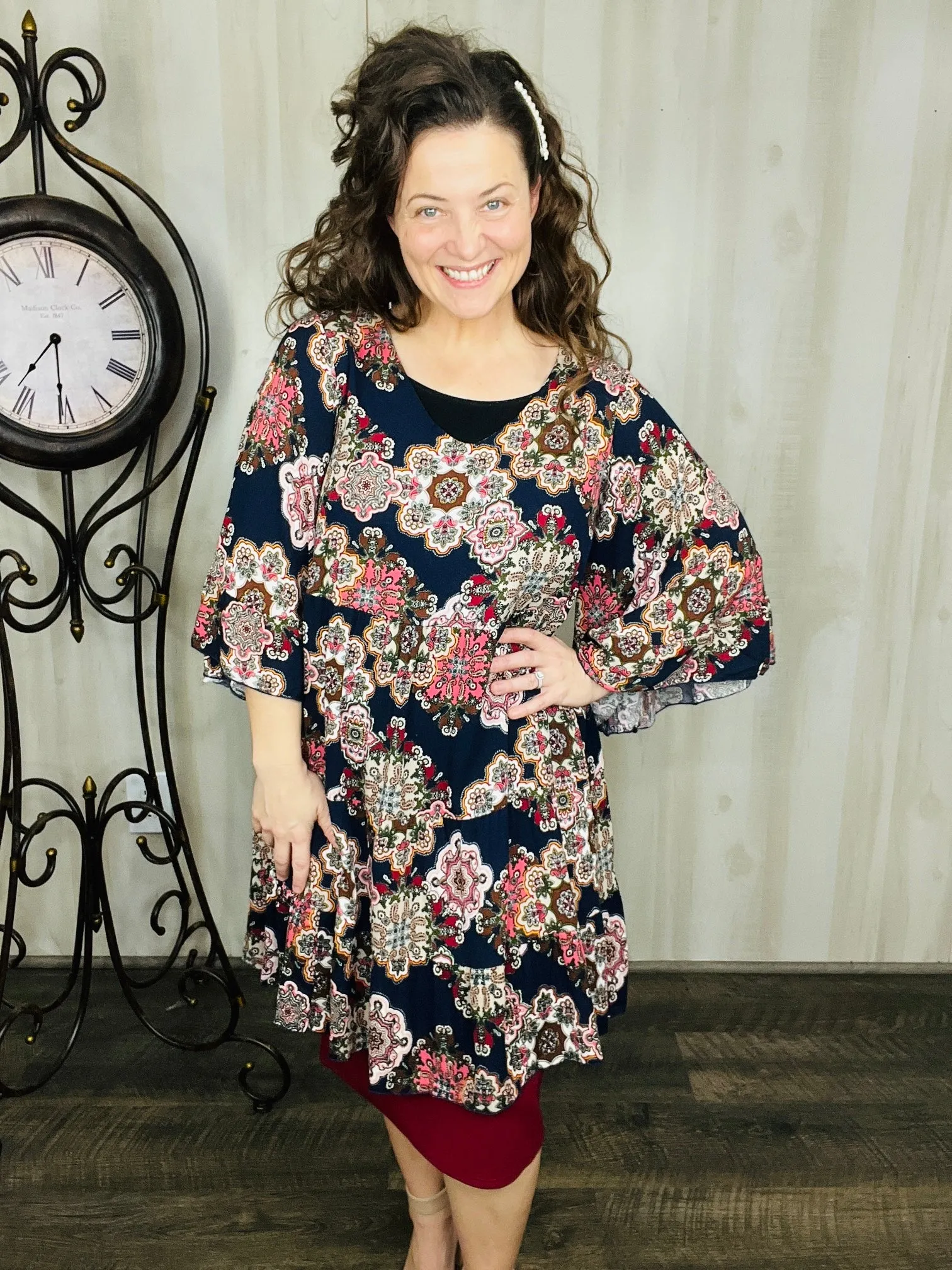 Vintage Ruffle Tunic/Dress-Navy