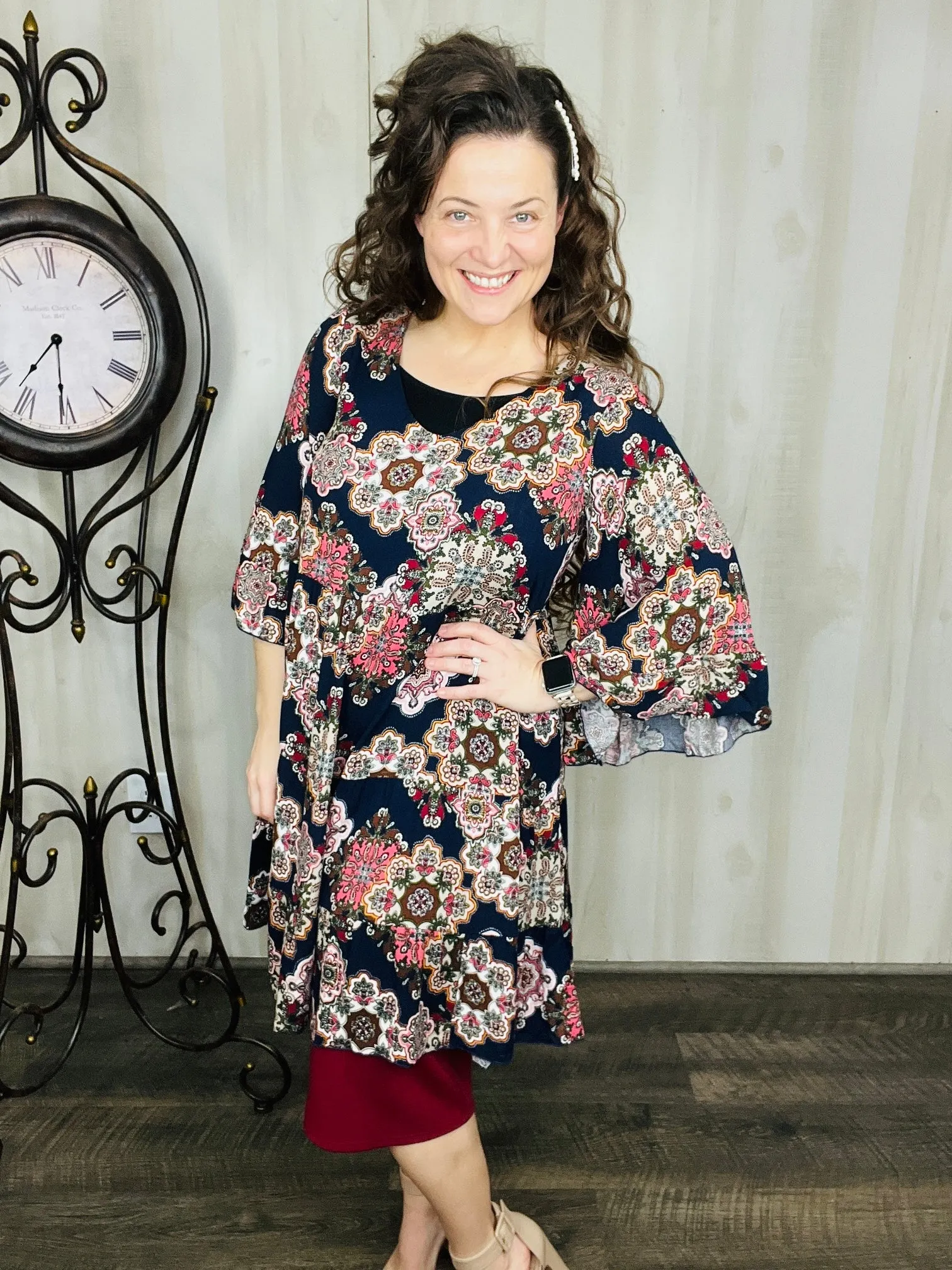 Vintage Ruffle Tunic/Dress-Navy