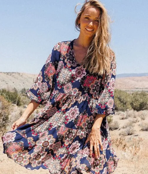 Vintage Ruffle Tunic/Dress-Navy