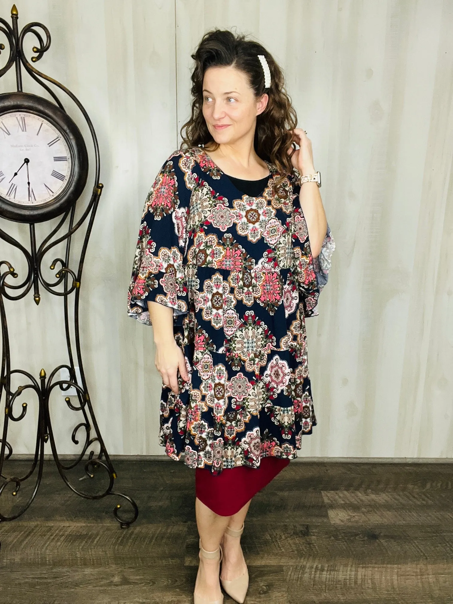 Vintage Ruffle Tunic/Dress-Navy