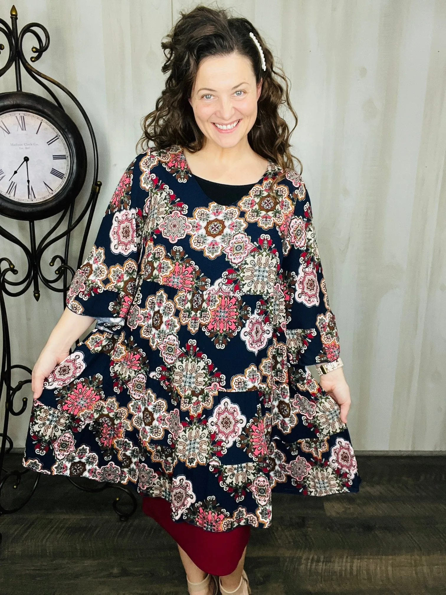 Vintage Ruffle Tunic/Dress-Navy