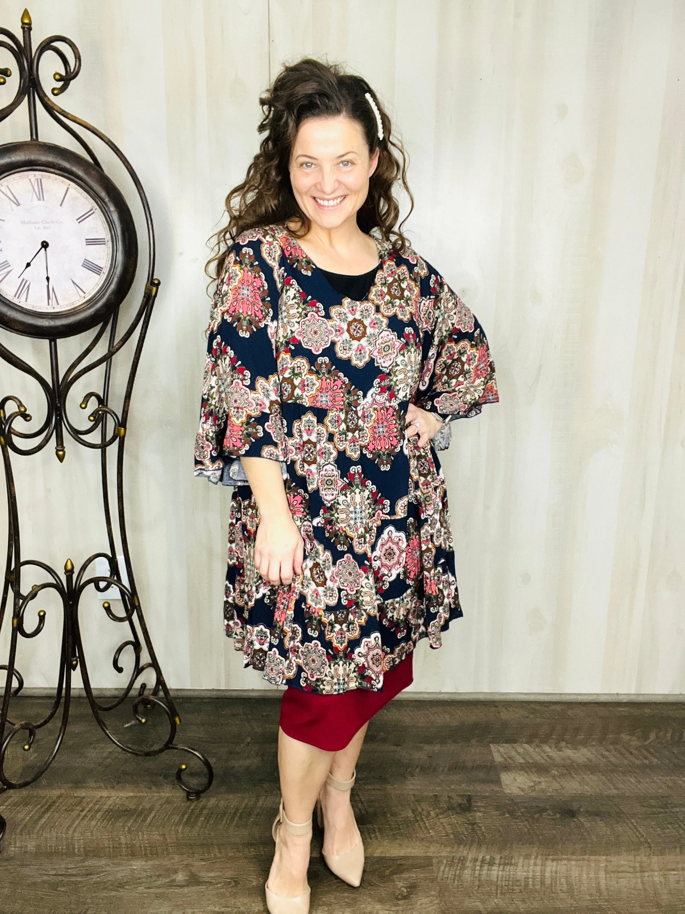 Vintage Ruffle Tunic/Dress-Navy