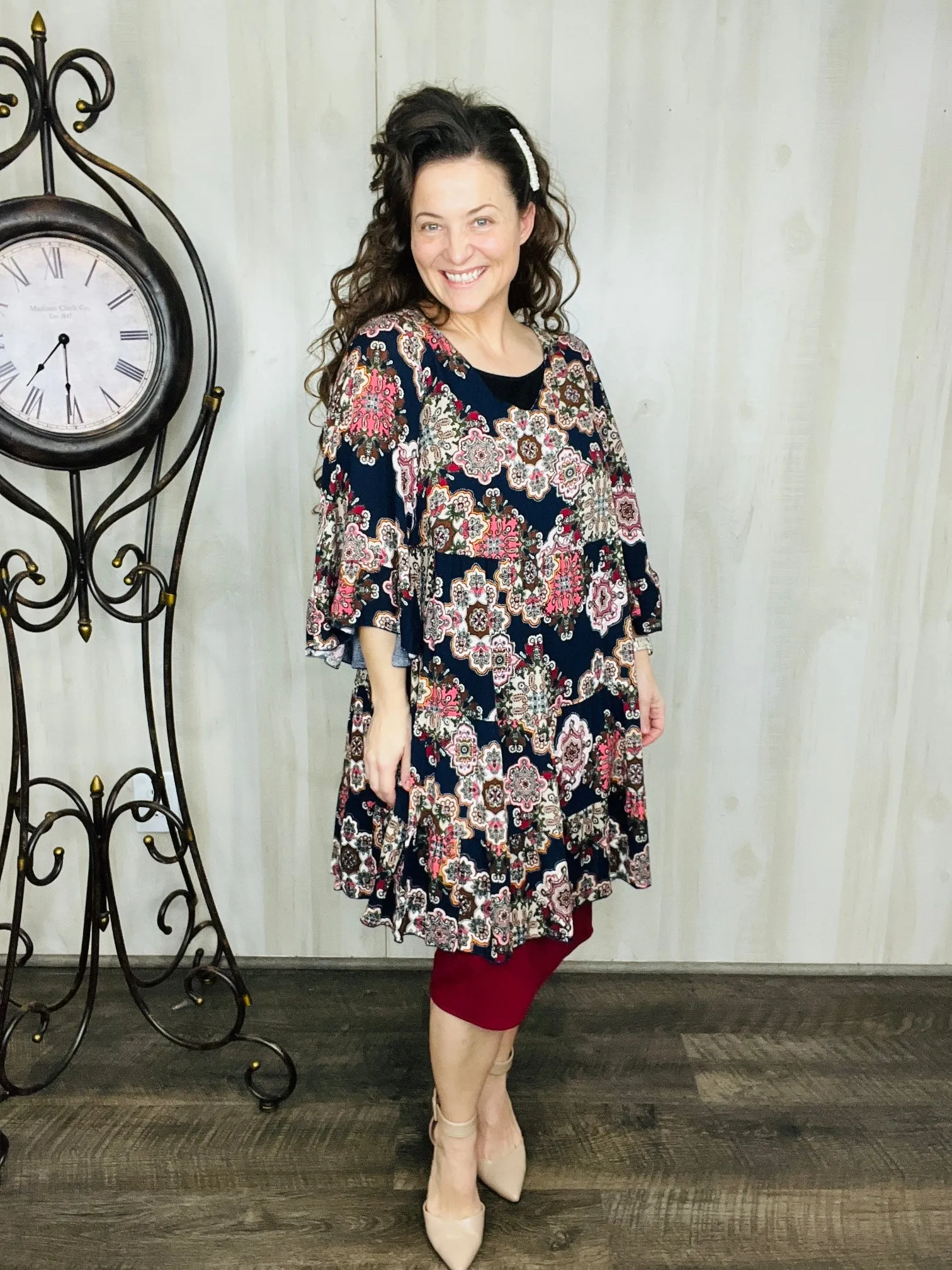 Vintage Ruffle Tunic/Dress-Navy