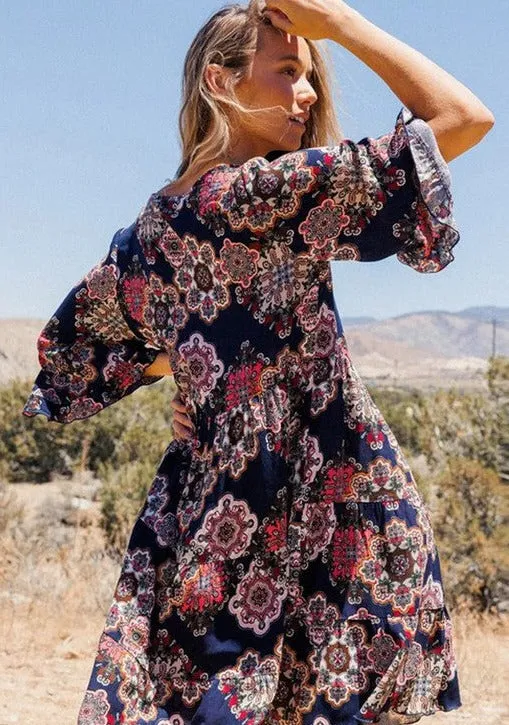 Vintage Ruffle Tunic/Dress-Navy