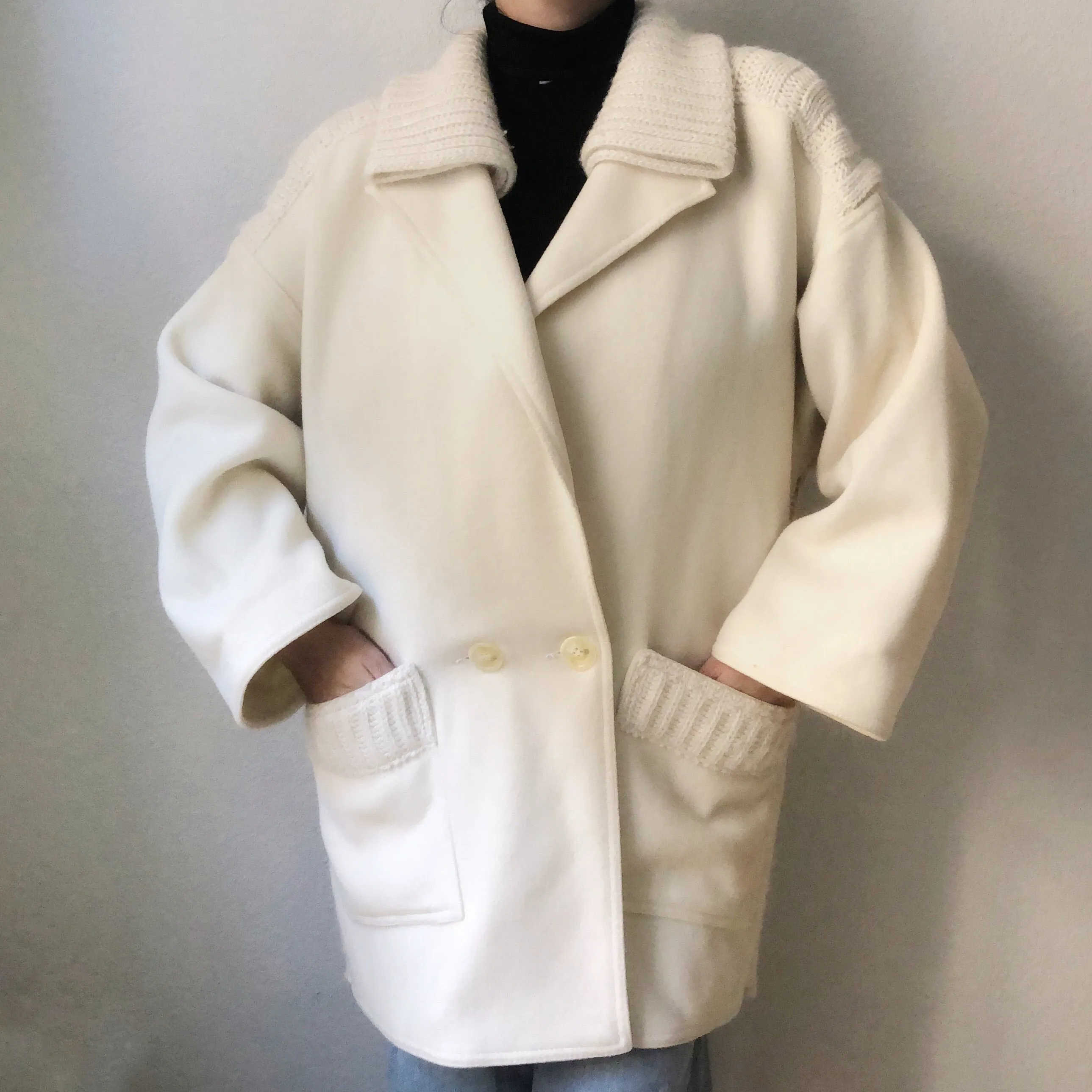Vintage Wool Coat - Knitted back