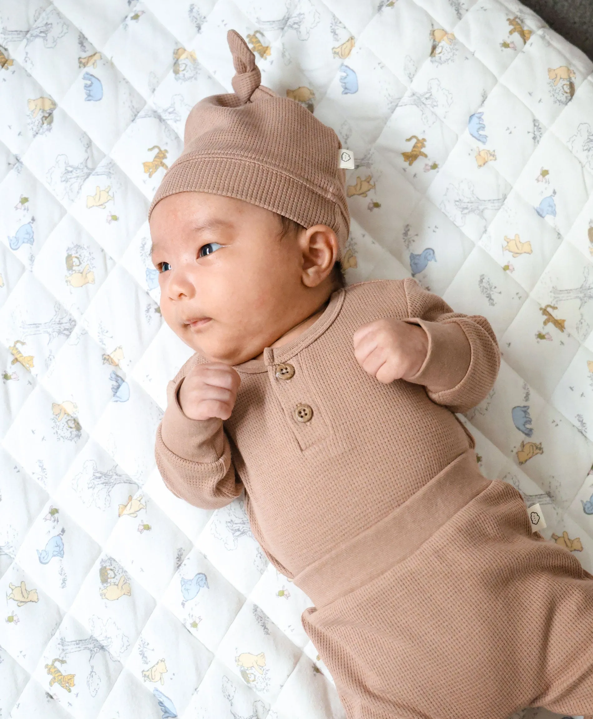 Waffle Long Sleeve Baby Bodysuit - Mocha