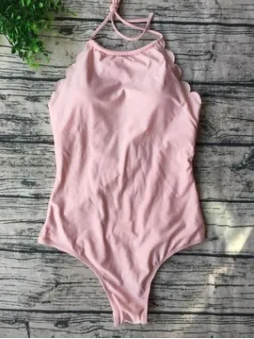 Wave Neck Bodysuit Swimsuit