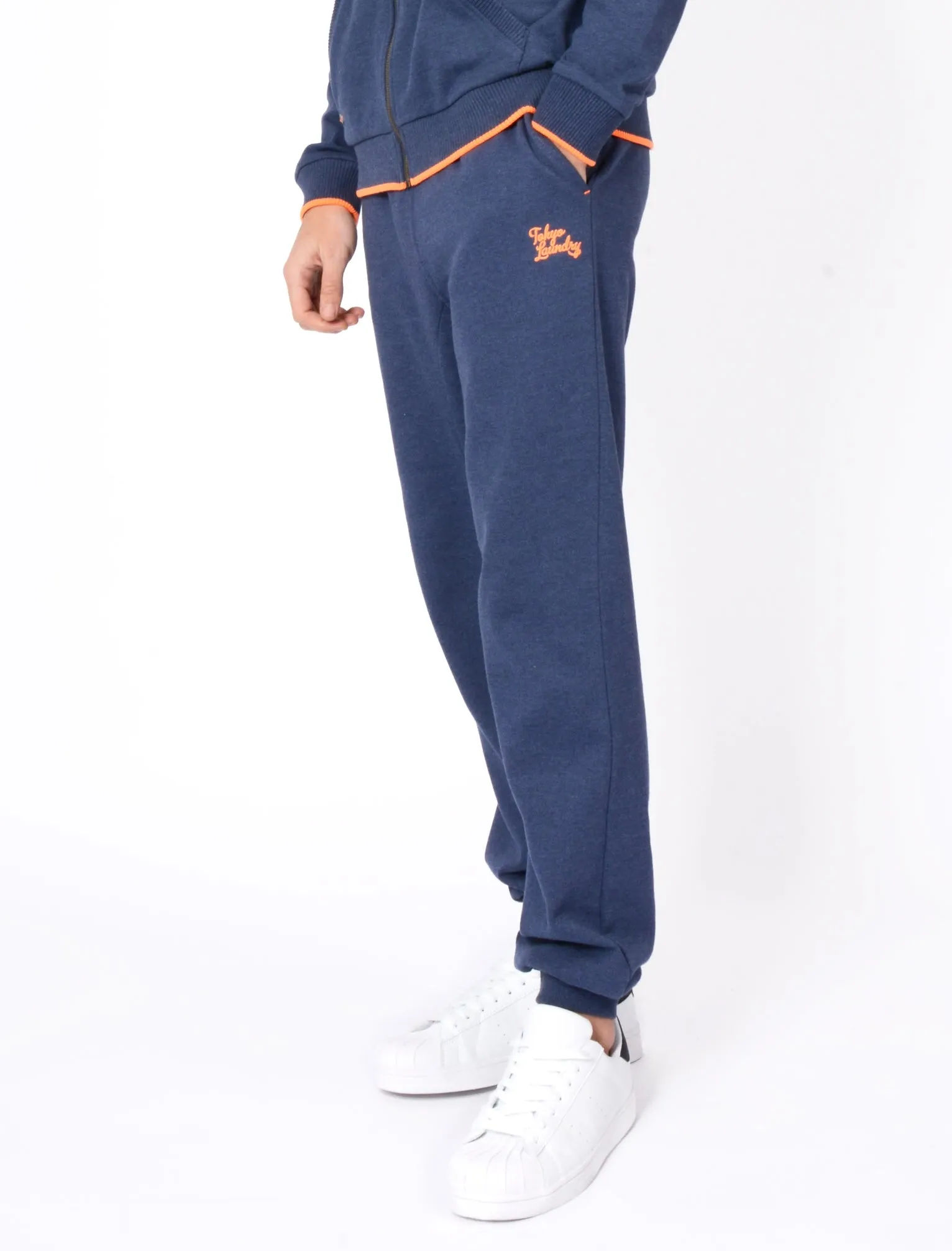 Western Brushback Fleece Cuffed Joggers In Mood Indigo Marl -Tokyo Laundry