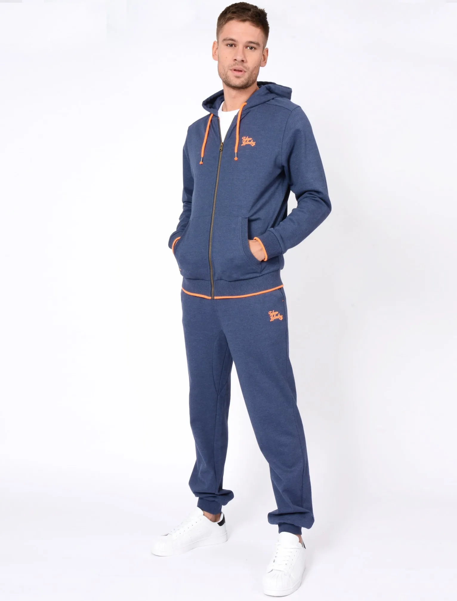 Western Brushback Fleece Cuffed Joggers In Mood Indigo Marl -Tokyo Laundry