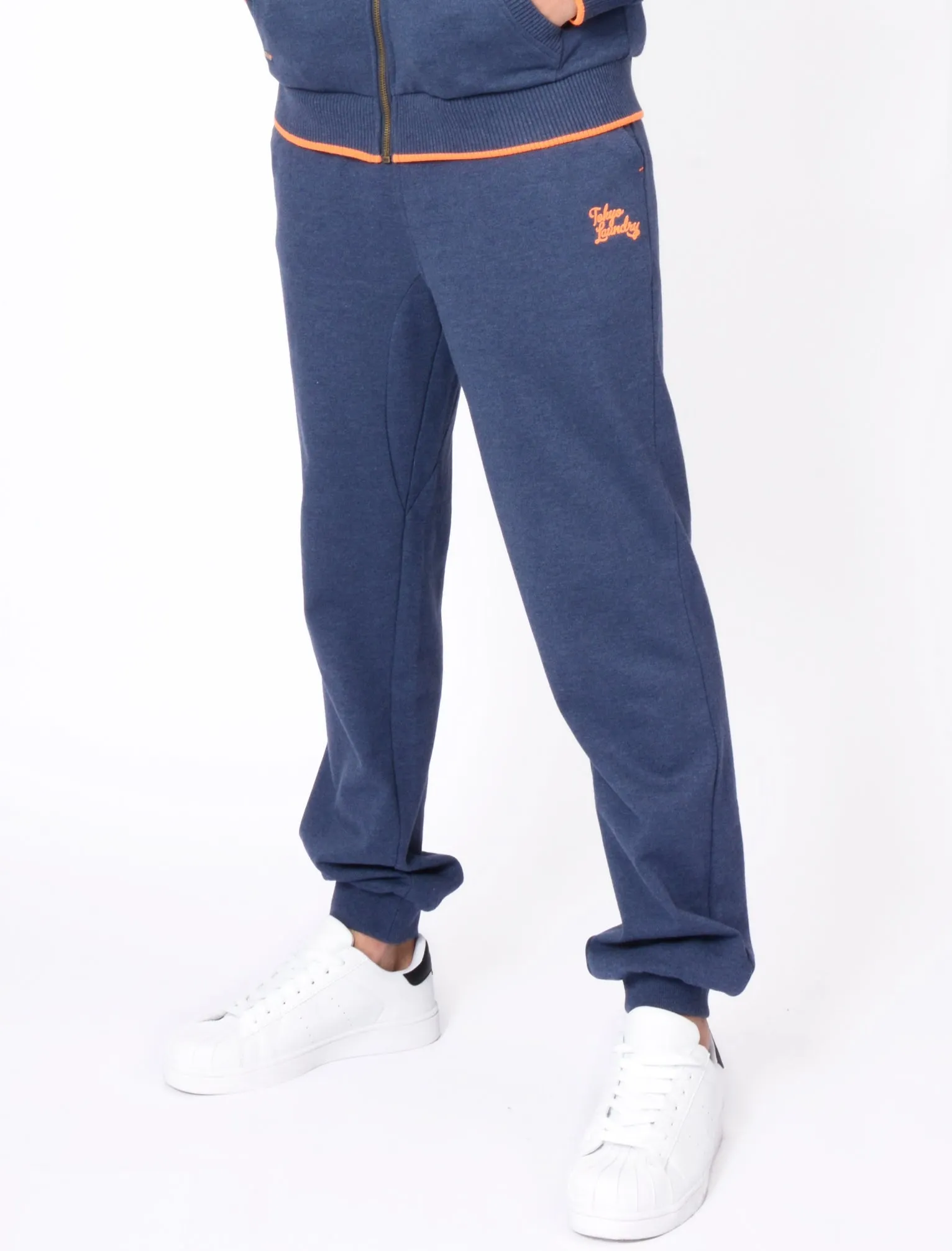 Western Brushback Fleece Cuffed Joggers In Mood Indigo Marl -Tokyo Laundry