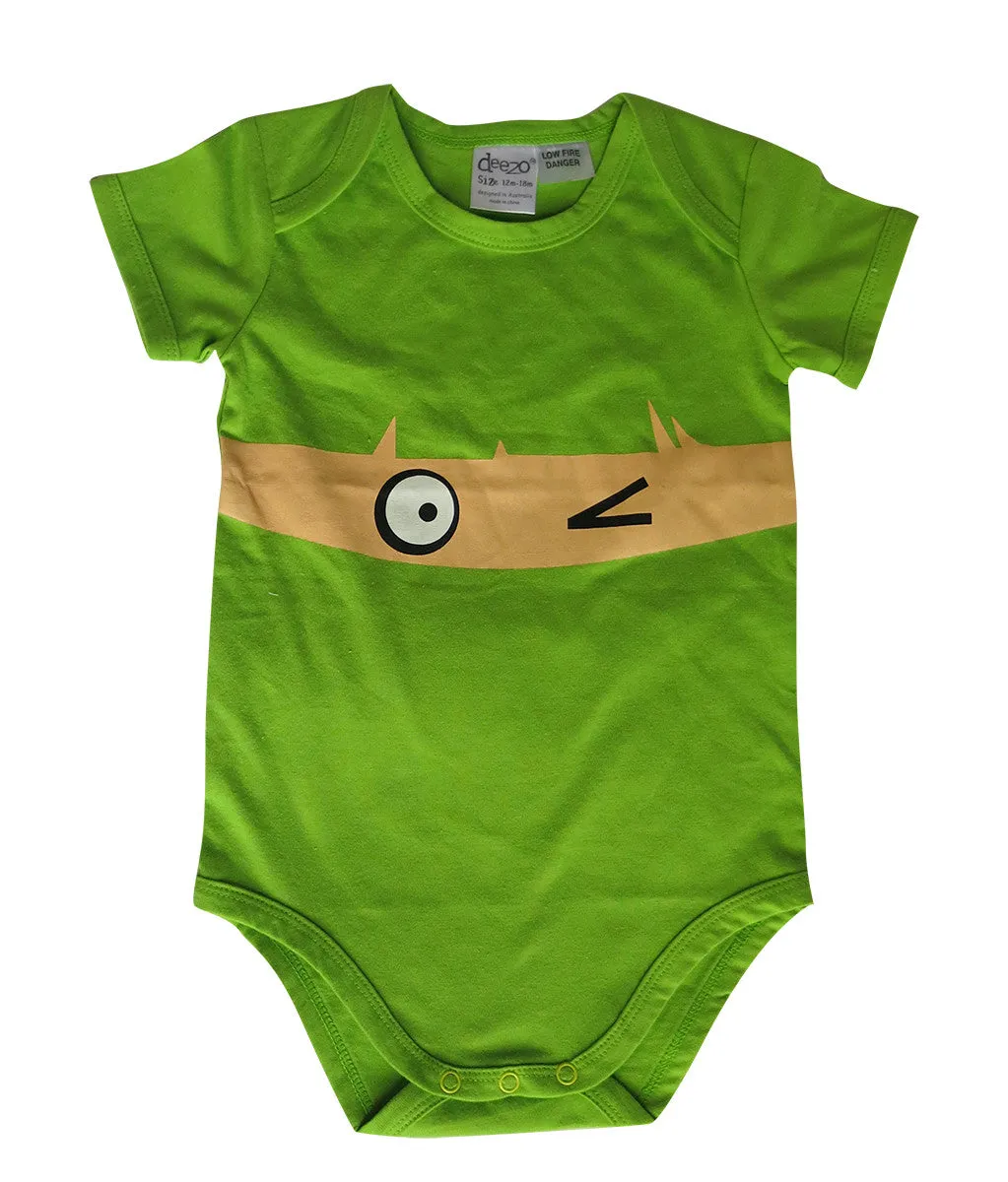Wink on lime baby suit