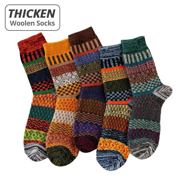 Winter Wool Blend Men's Socks: Stylish Retro Fashion for Warmth