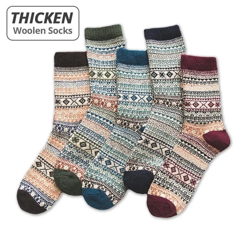 Winter Wool Blend Men's Socks: Stylish Retro Fashion for Warmth