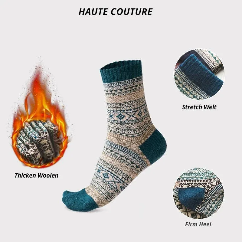 Winter Wool Blend Men's Socks: Stylish Retro Fashion for Warmth