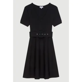 Women Mid-Length Knit Dress - Black