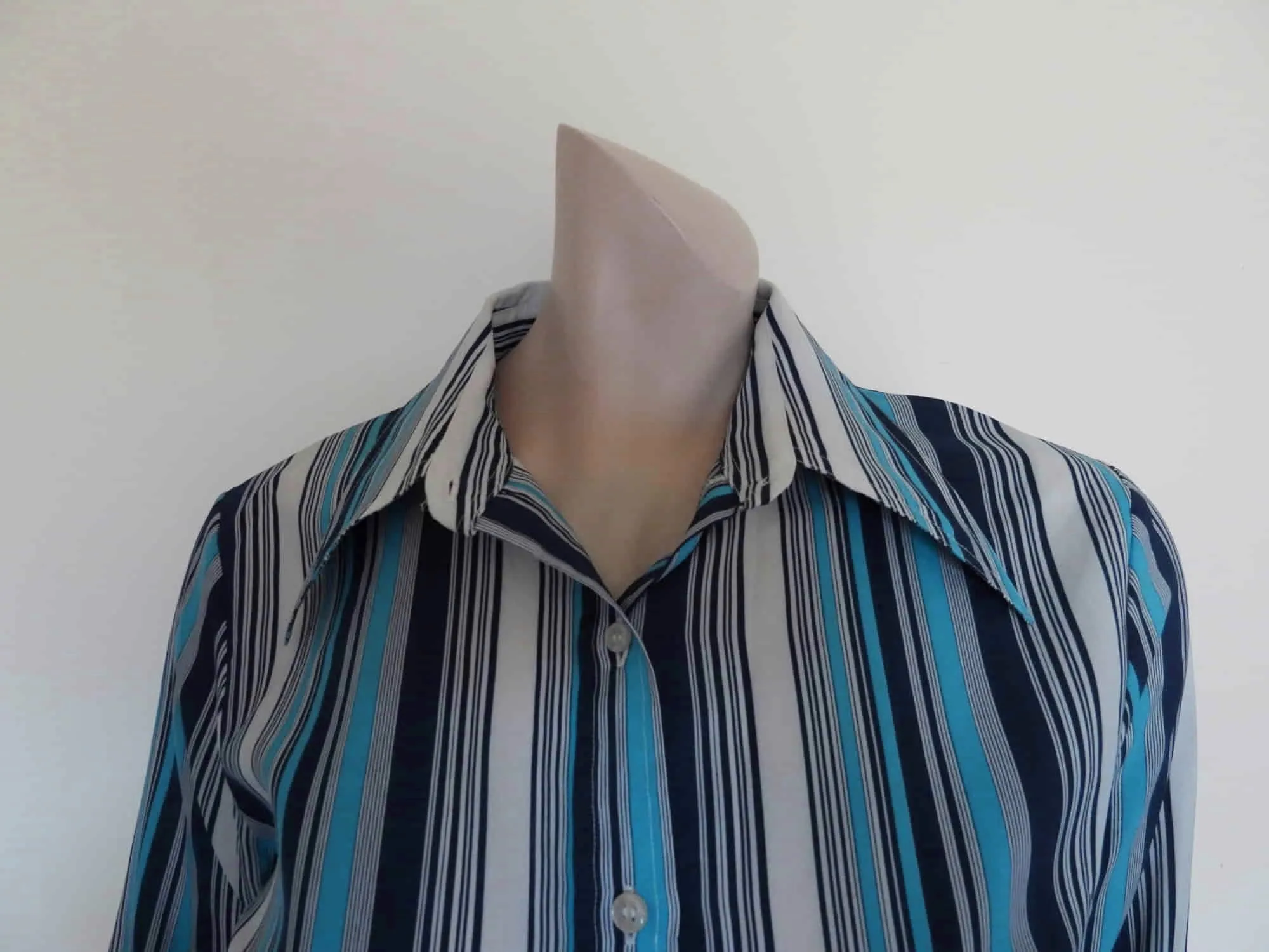 Women's 1970s Blue Striped Shirt - M