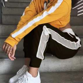 Women's Summer High Waist Mesh Splice Joggers