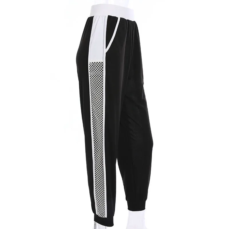 Women's Summer High Waist Mesh Splice Joggers