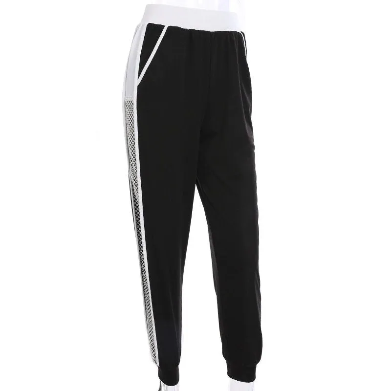 Women's Summer High Waist Mesh Splice Joggers