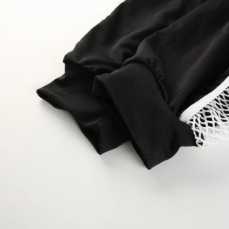 Women's Summer High Waist Mesh Splice Joggers
