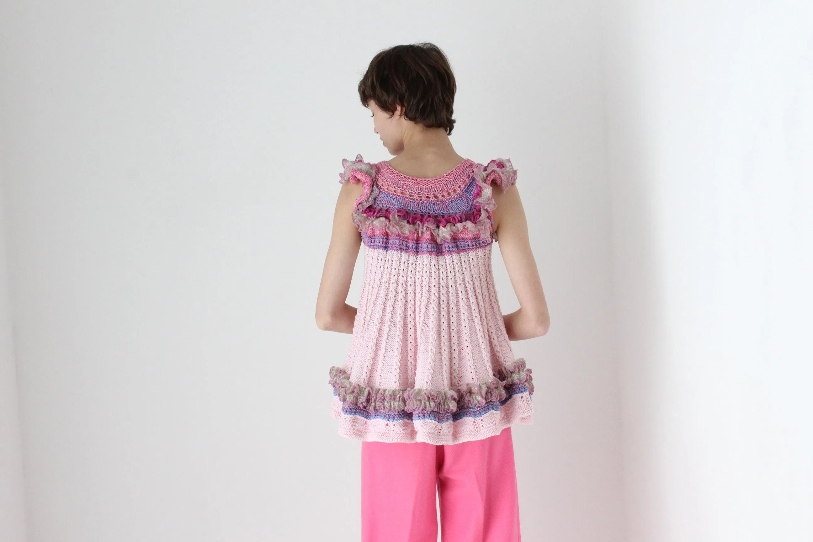 Y2K Kooky Avant Garde Multi Colour Knit Trapeze Top