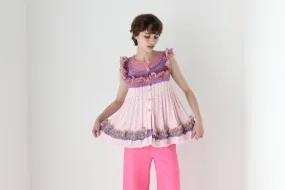 Y2K Kooky Avant Garde Multi Colour Knit Trapeze Top