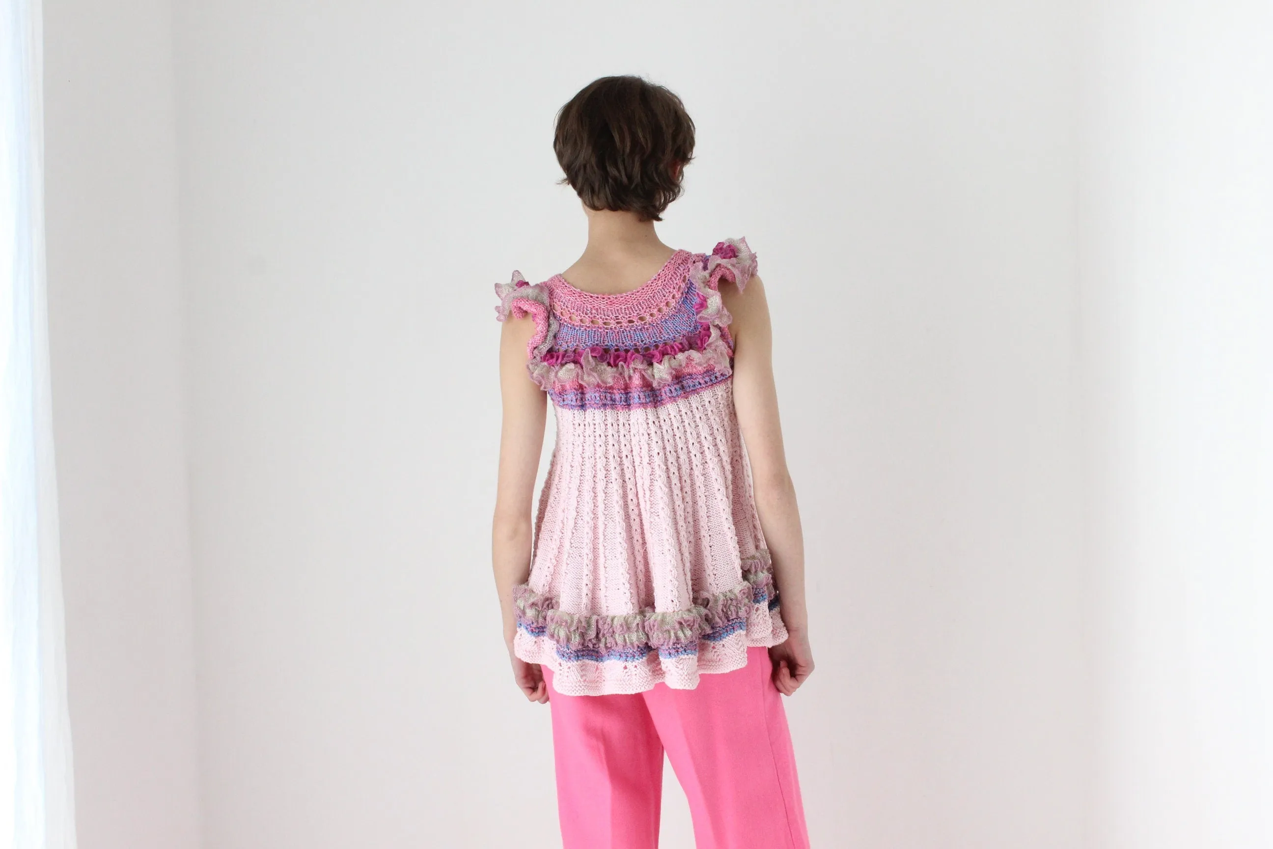Y2K Kooky Avant Garde Multi Colour Knit Trapeze Top
