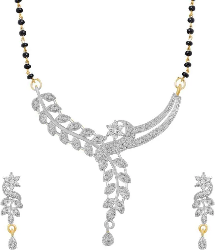 Yellow ChimesCombo of Pair Exclusive Antique Crystal Floral Design Latest Traditional Mangalsutra for Women