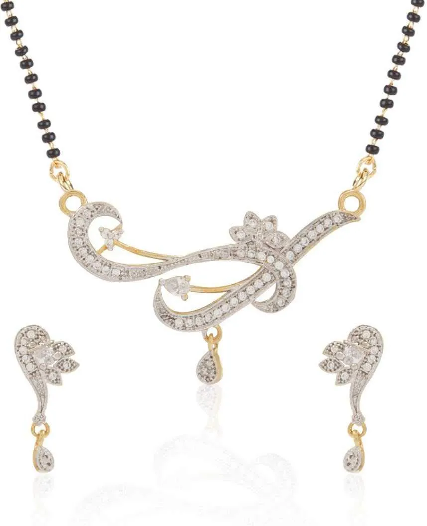 Yellow ChimesCombo of Pair Exclusive Antique Crystal Floral Design Latest Traditional Mangalsutra for Women