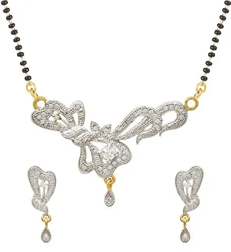 Yellow ChimesCombo of Pair Exclusive Antique Crystal Floral Design Latest Traditional Mangalsutra for Women