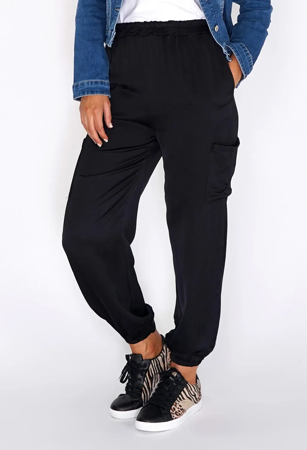 Zapara Black Silk Genie Joggers