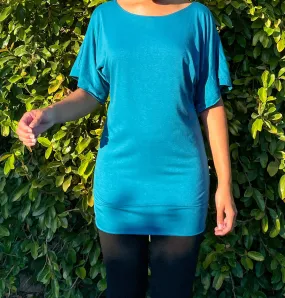 Zipper-Back Teal Tunic